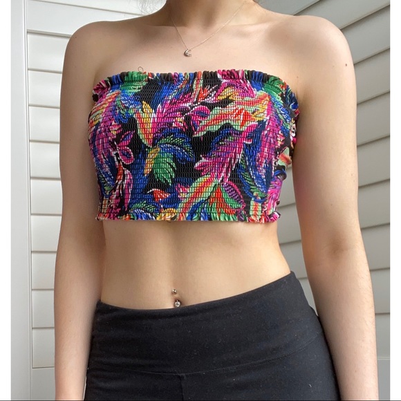 Vibrant tropical patterned bikini top - Picture 2 of 4